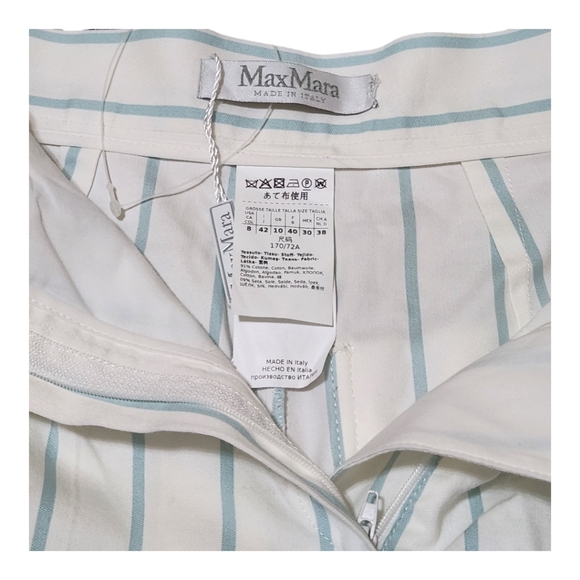 Max Mara Cotton Silk Pleated Stripped Shorts